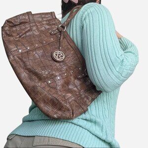 Brown faux snakeskin RELIC shoulder bag